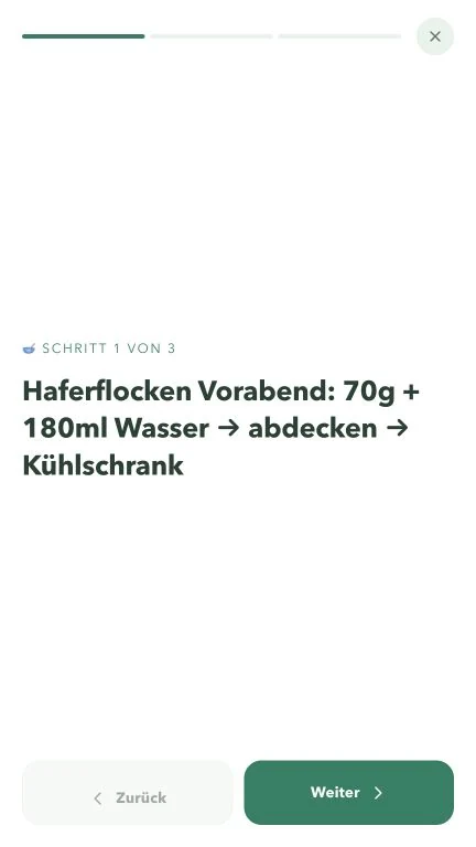 Der tatsächliche Kochmodus führt durch die Rezeptschritte.