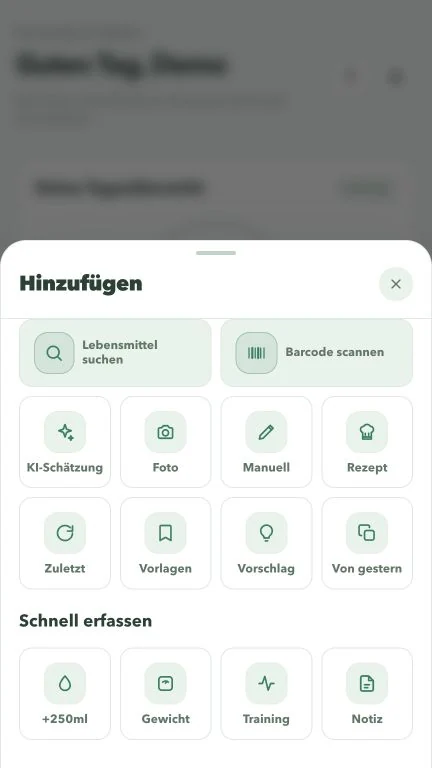 Schnellaktionen bündeln die unterschiedlichen Eingabewege.