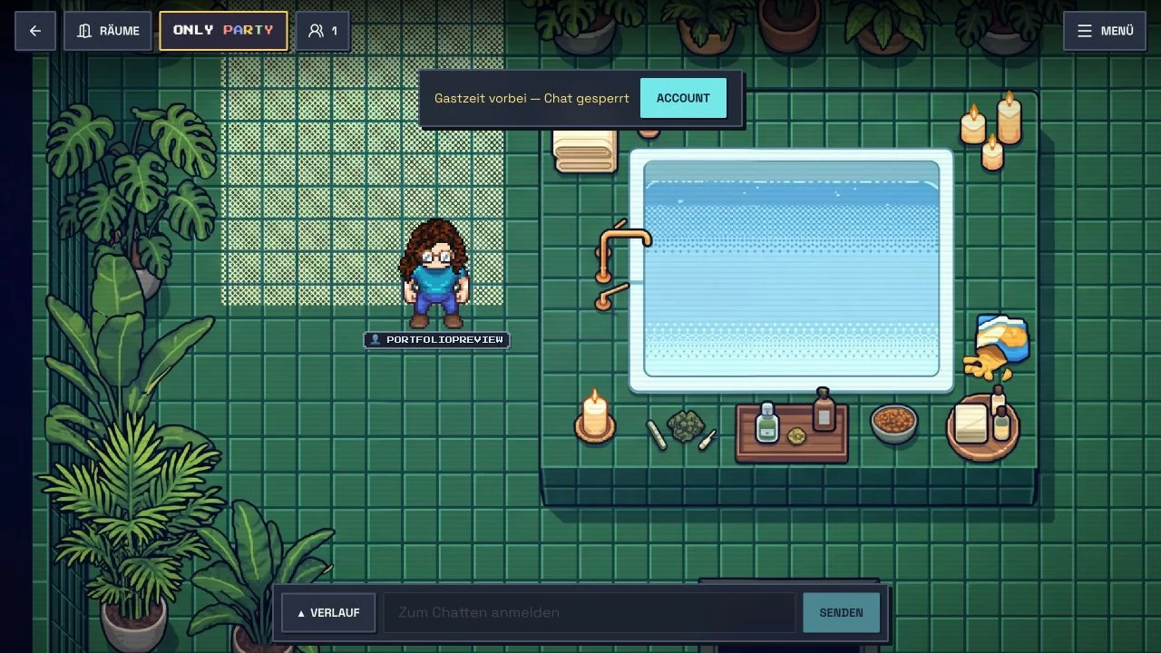 Das Badezimmer als weiterer besuchbarer Pixelraum.