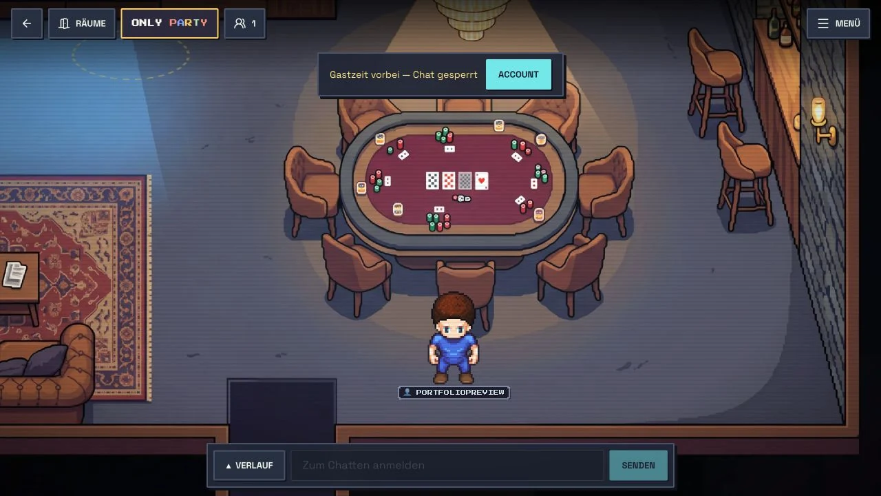 Der Gameroom als Treffpunkt und Spieleinstieg.