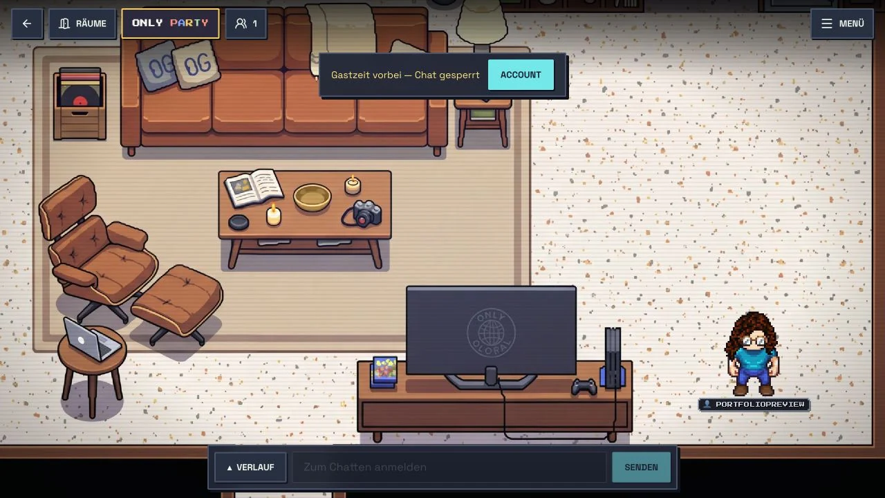 Das tatsächliche Wohnzimmer der Pixelwelt.