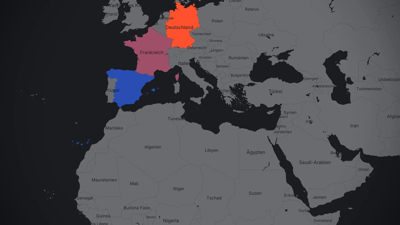 Eine echte Datenkartenvariante mit Länderwerten und Farbskala.