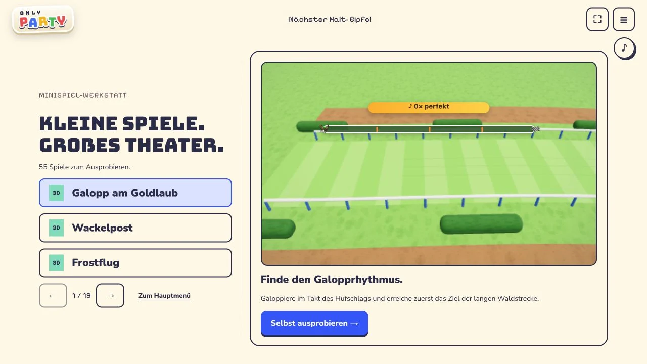 Eine Seite des tatsächlichen Katalogs mit 55 Titeln.