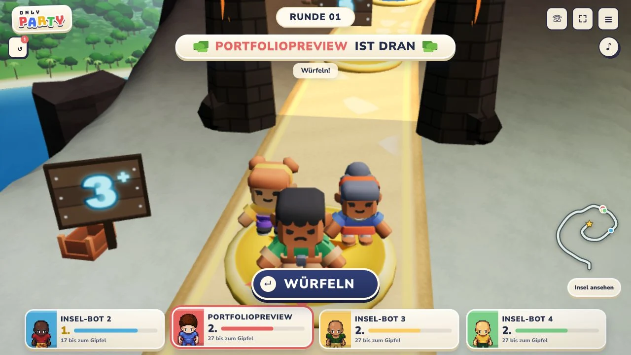 Der echte eigene Würfelzug auf der Insel.