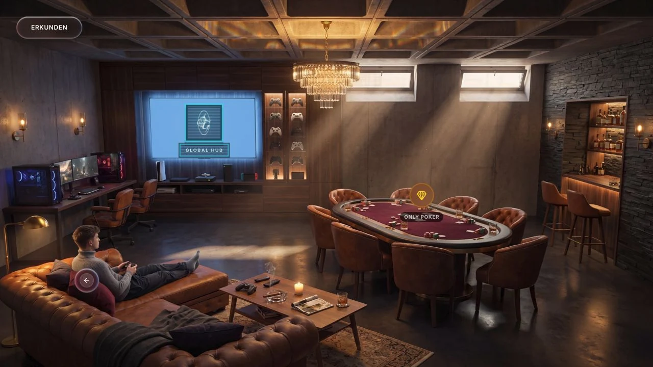 Der Keller verbindet ONLY POKER und GLOBAL HUB mit dem Haus.