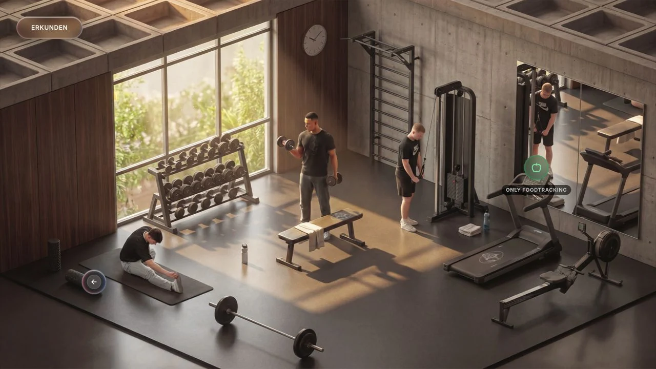 Das Gym gibt ONLY FOODTRACKING seinen Ort.